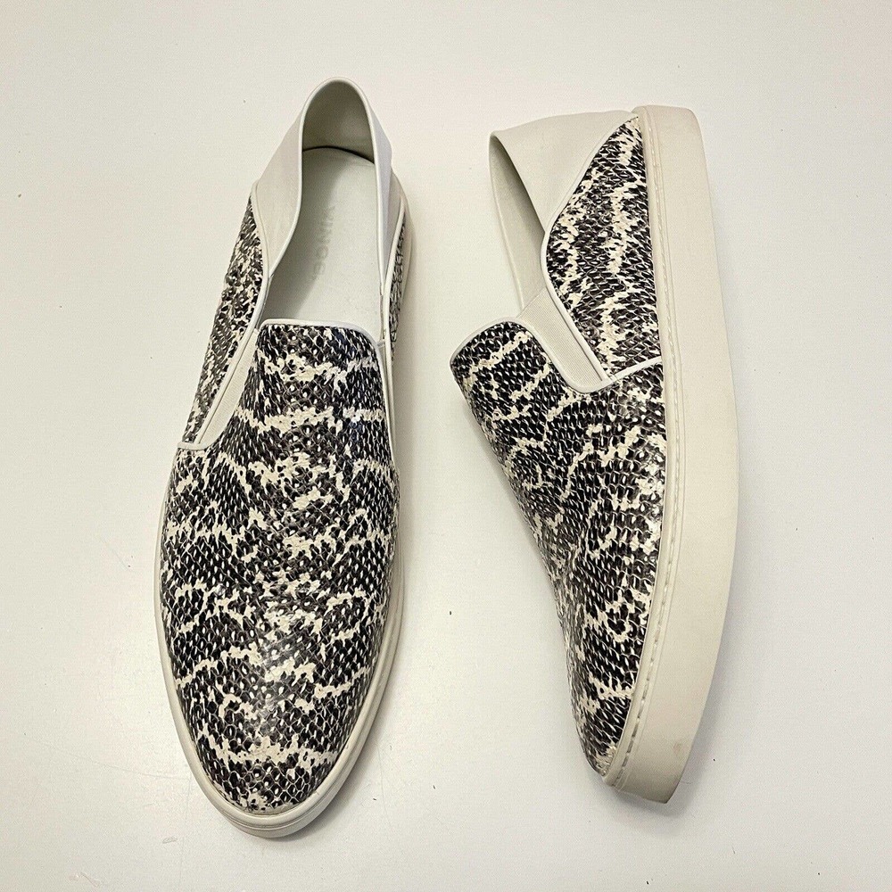 EUC VINCE Garvey Snake Embossed Leather Slip On Sneakers Shoes EU 41 Women's 111